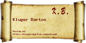 Kluger Bartos névjegykártya